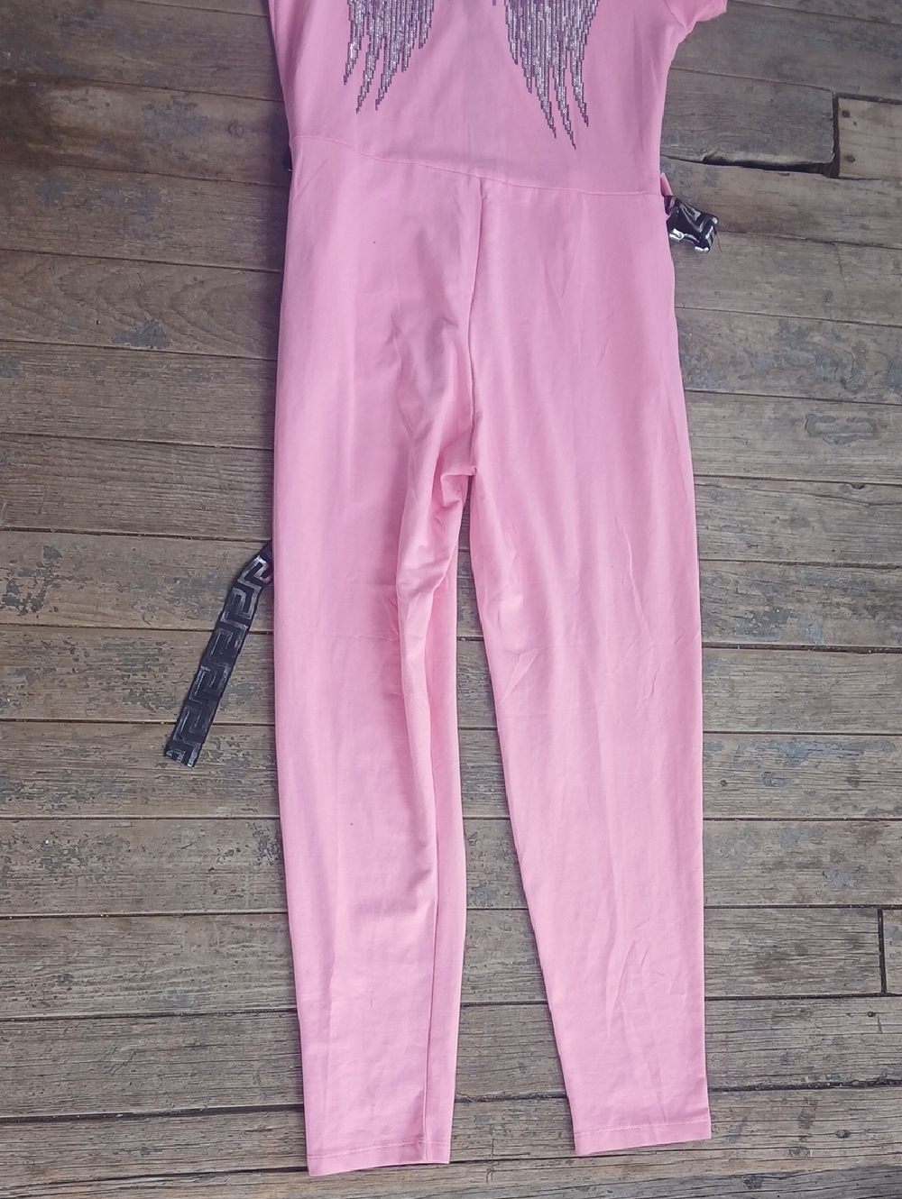 Tatu Pink Zipper Front Jumpsuit with Rhinestone Eagle On Back Size 42 Or U.S 30 - Picture 6 of 7